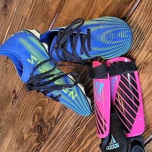 Adidas Nemeziz Soccer Cleats Size 2 and Adidas Shin Guards